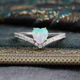 Heart Shaped Opal Engagaement Ring Classic Wedding Ring